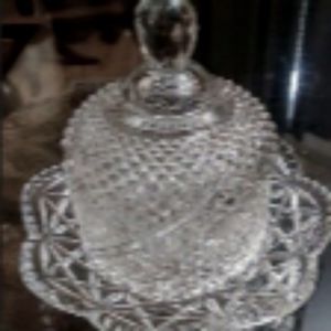 Vintage Avon Fostoria Pressed Glass Covered Butter